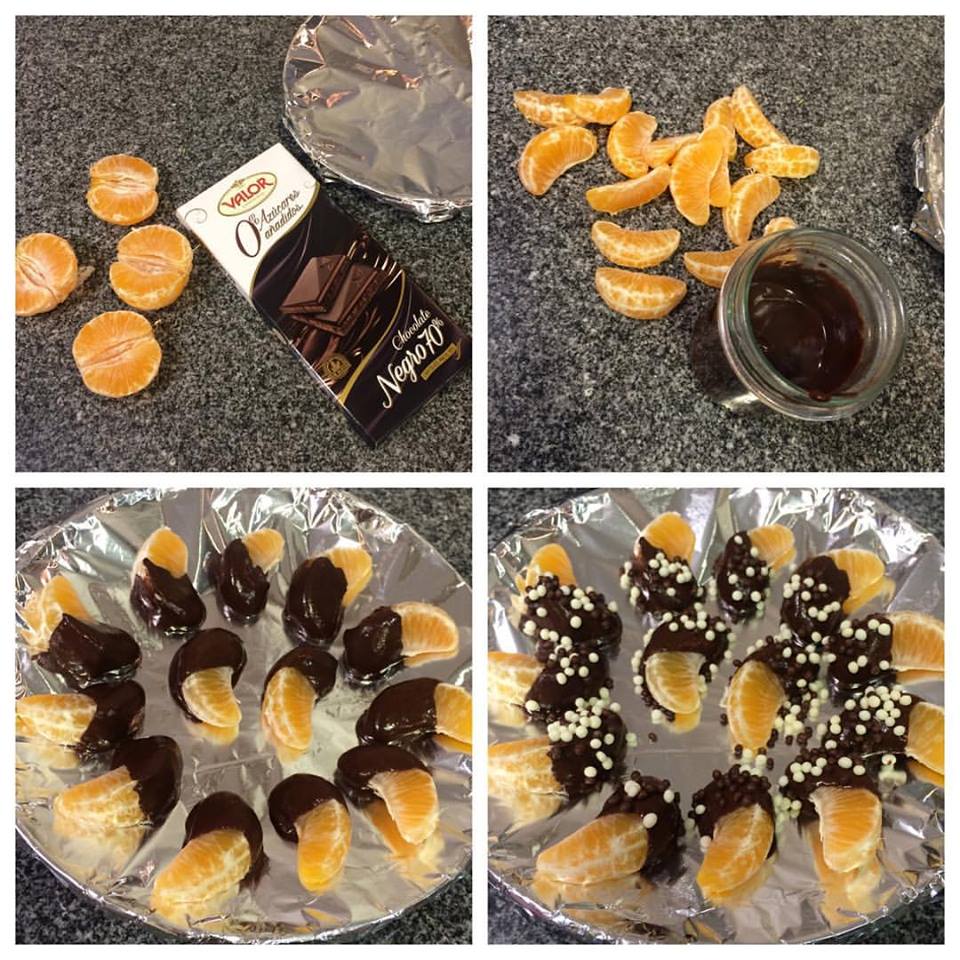 Mandarinas con chocolate "fit" Mandarinas con chocolate
