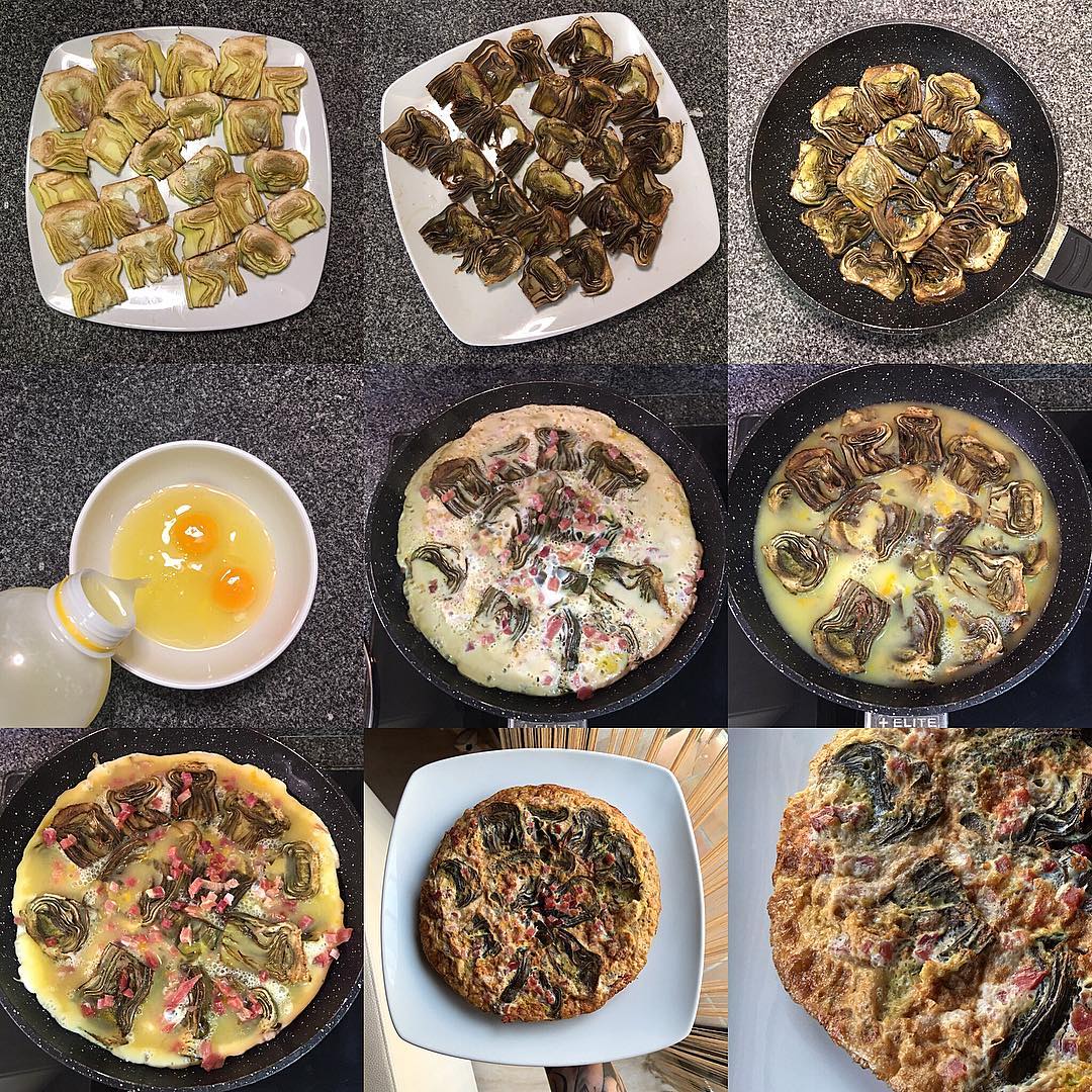 Tortilla de alcachofas y jamón Tortilla de alcachofas y jamón