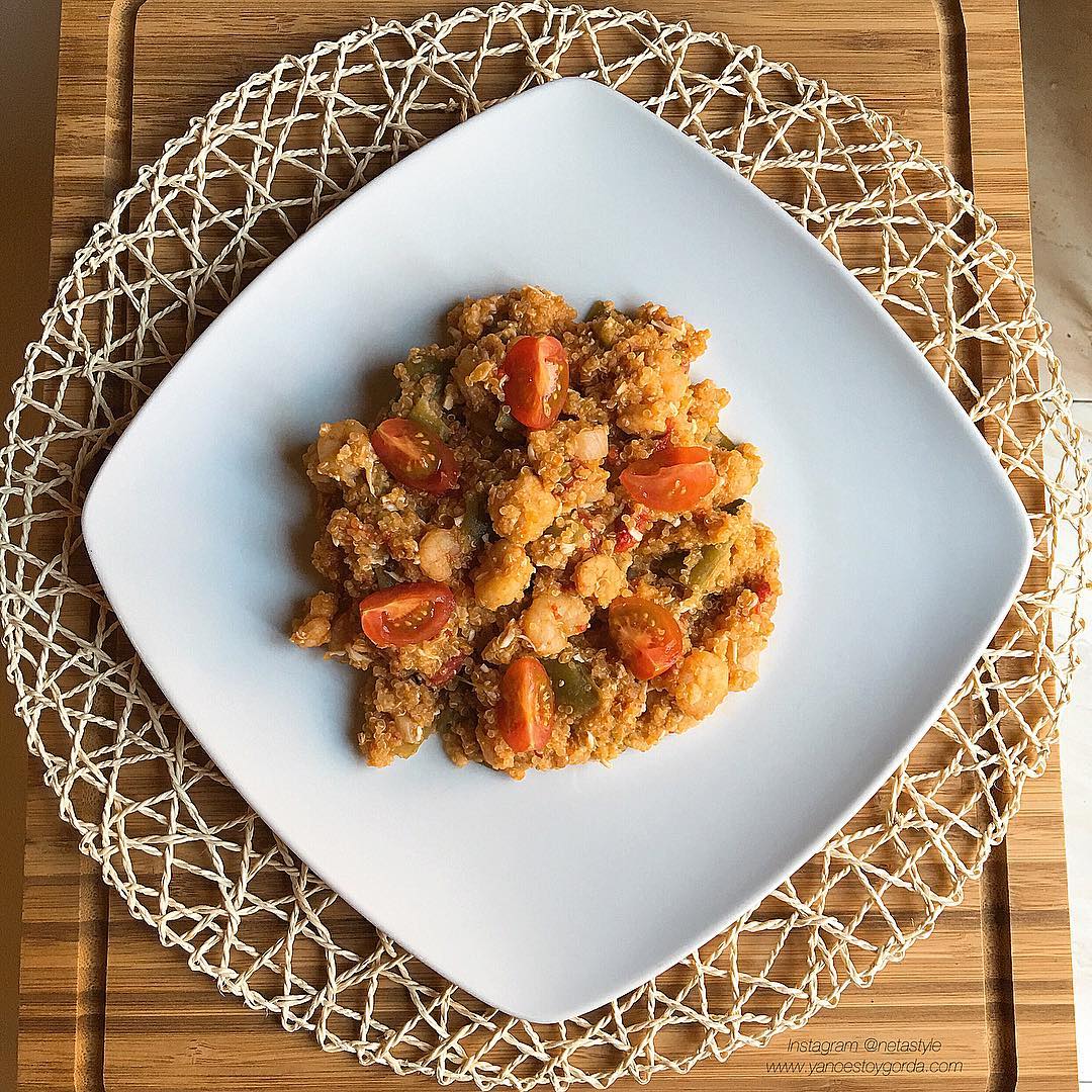 Quinotto de gambas y judías verdes "fit"