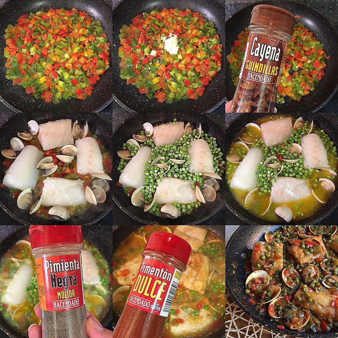 Bacalao y almejas con guisantes Bacalao y almejas con guisantes