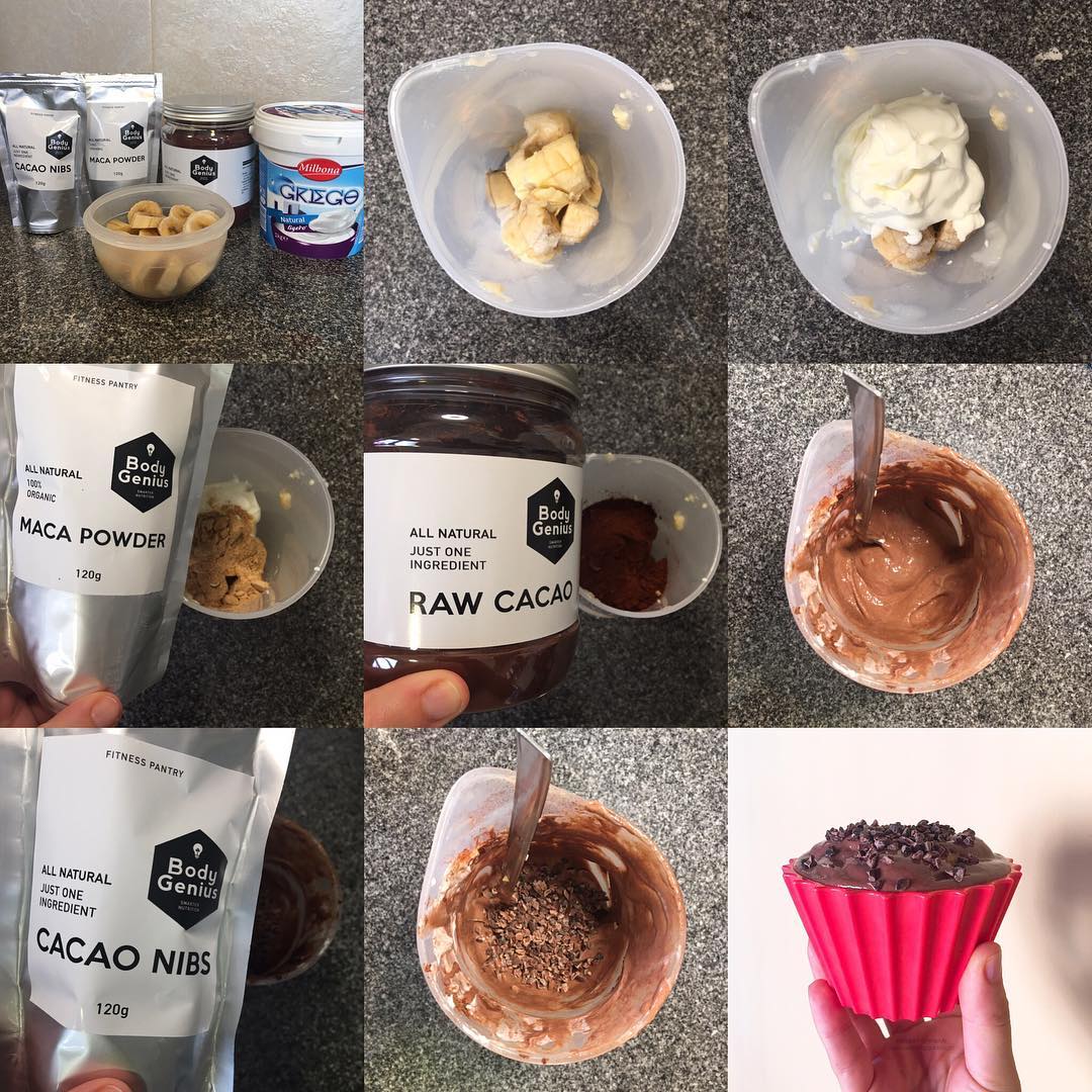 Helado de cacao y maca Helado de cacao y maca