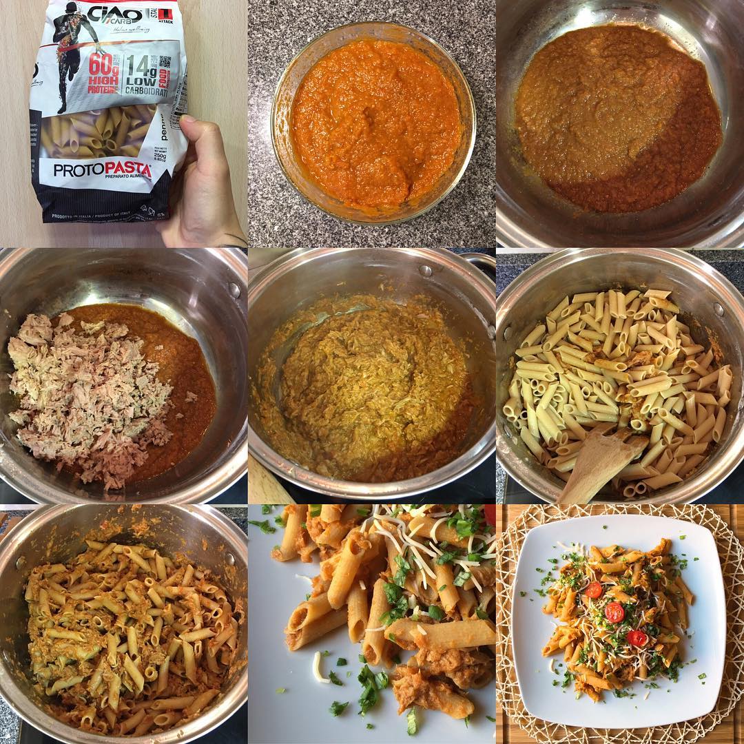 Macarrones proteicos con atún Macarrones proteicos con atún