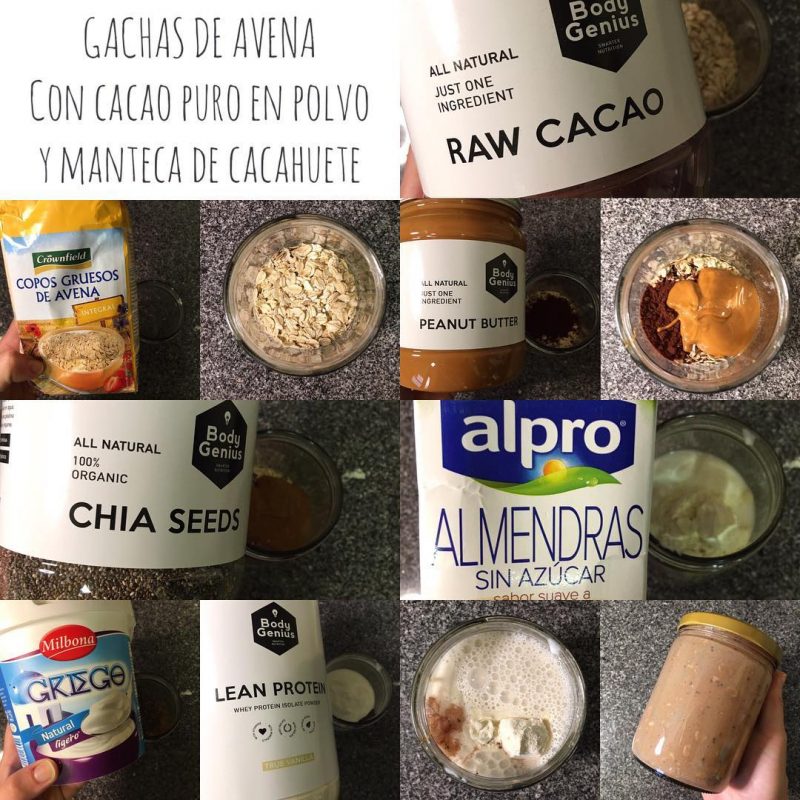 Overnight oats choco-cacahuete "fit" (Gachas de avena)
