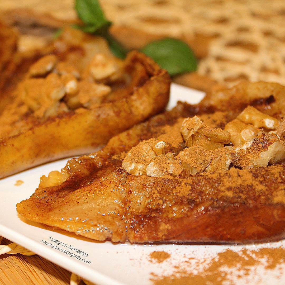 Peras con canela y nueces al microondas