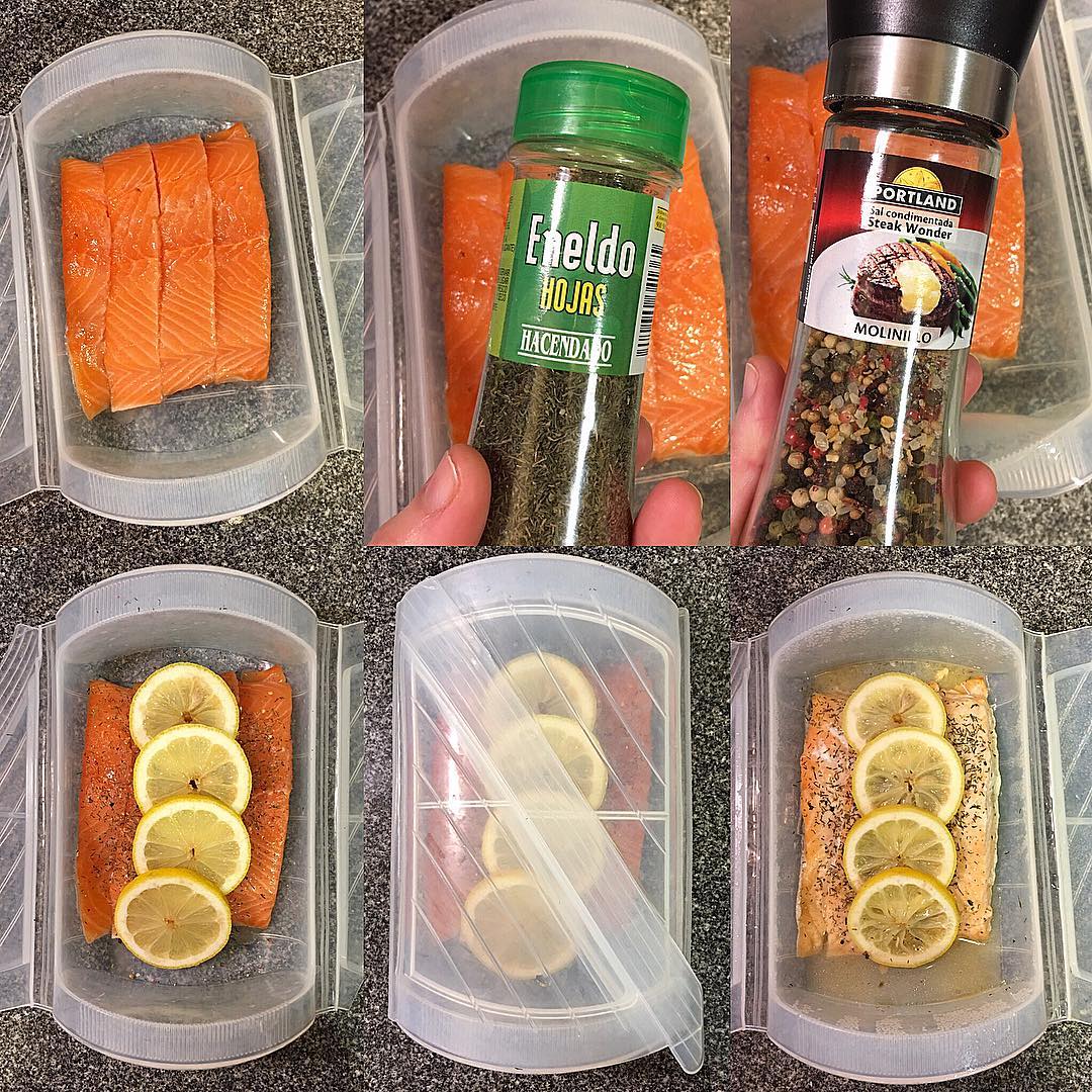 SALMÓN CON LIMÓN AL MICROONDAS Lomos de salmón con eneldo y limón al microondas