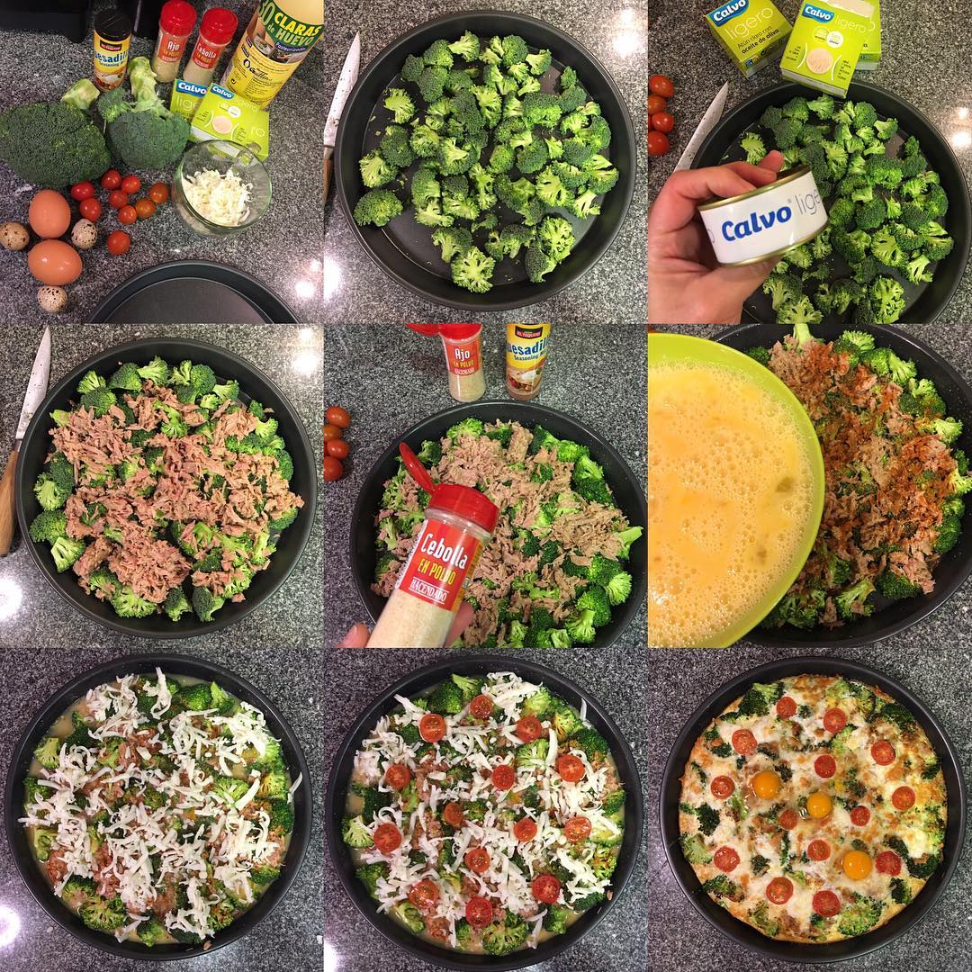Quiche proteica al horno de brócoli y atún Quiche proteica al horno de brócoli y atún