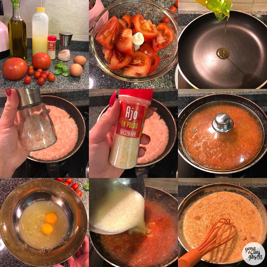 HUEVOS REVUELTOS CON TOMATE Y ALBAHACA width="1080"