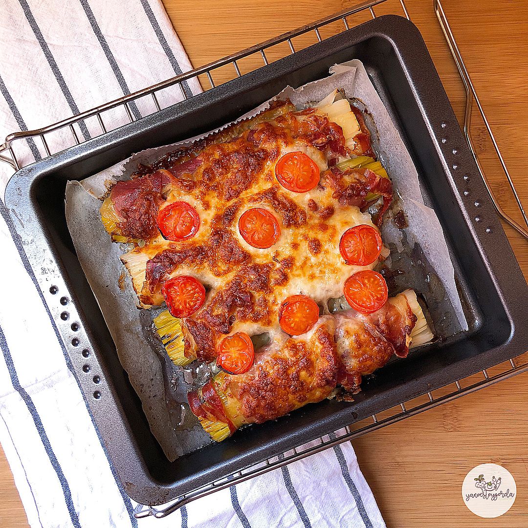 Puerros con jamón al horno Puerros con jamón al horno