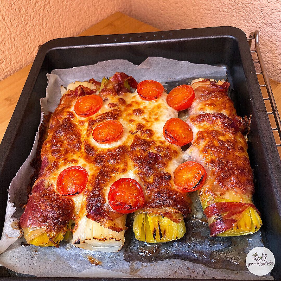 Puerros con jamón al horno Puerros con jamón al horno
