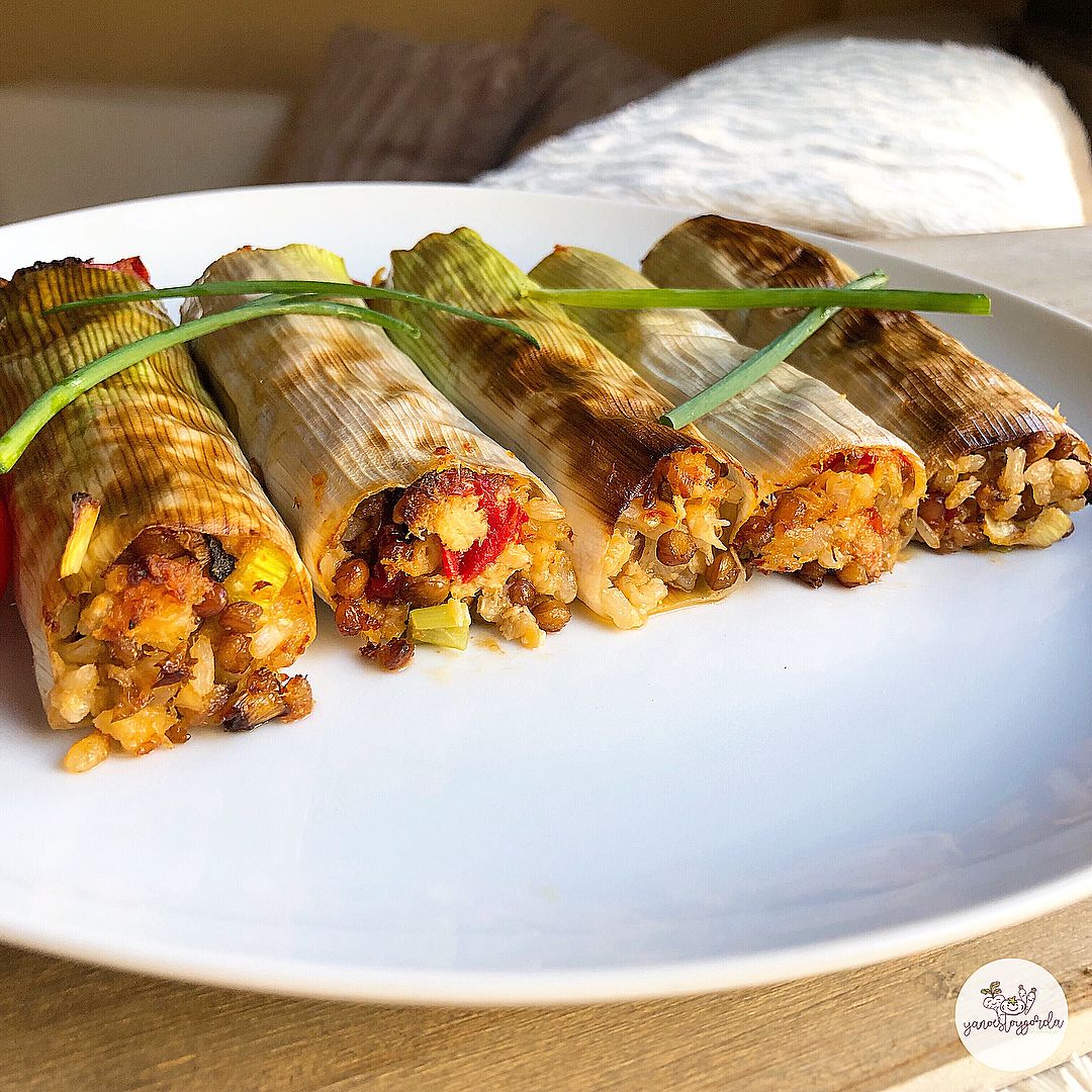 CANELONES DE LENTEJAS CON ARROZ Y SALMÓN Canelones de lentejas con arroz y salmón