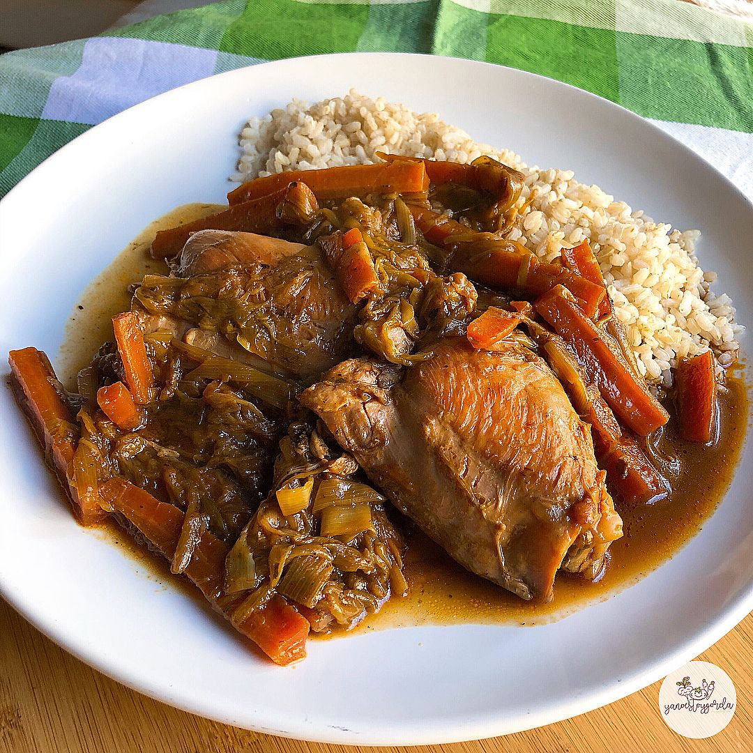Pollo con puerros al estilo asiático