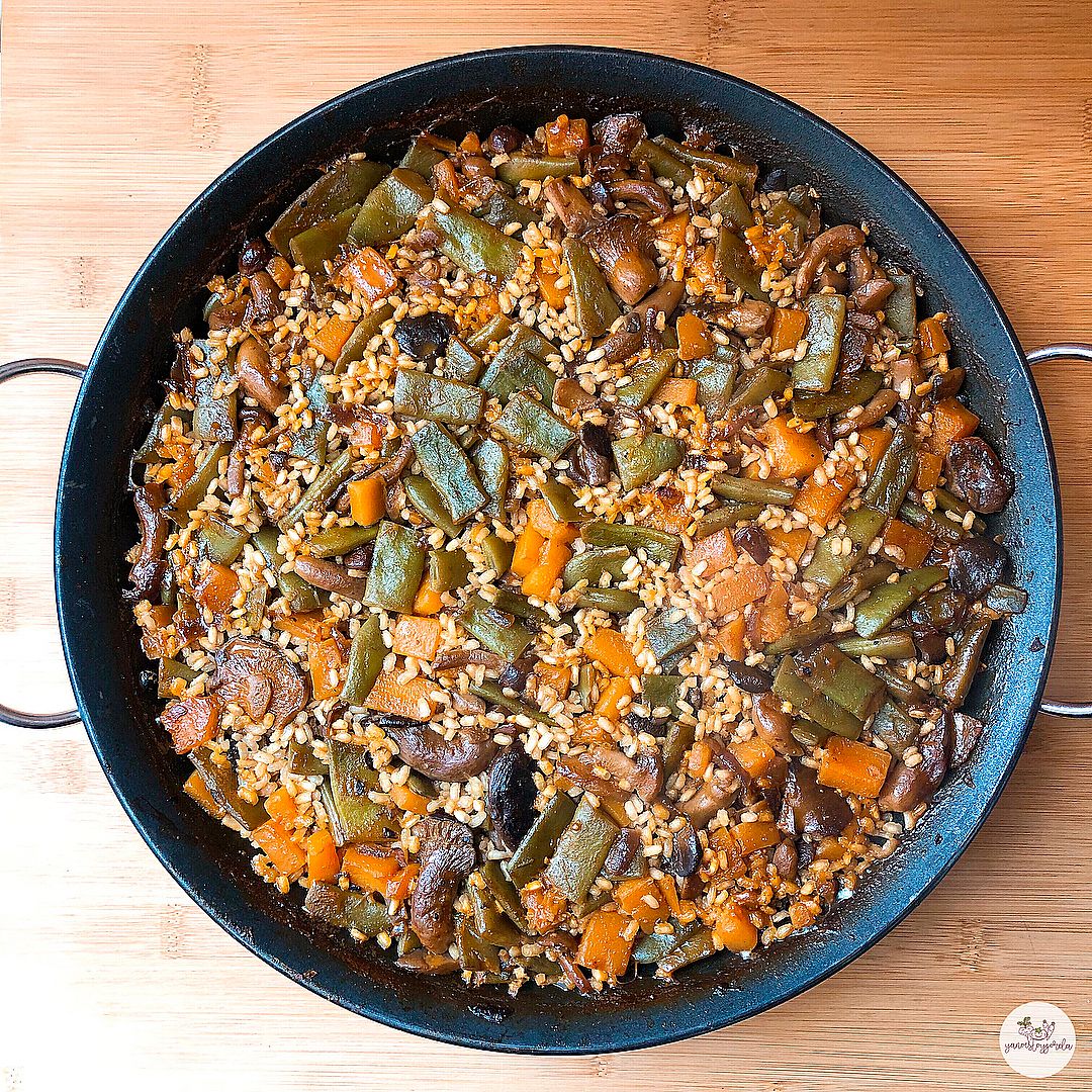 Arroz integral con calabaza y setas