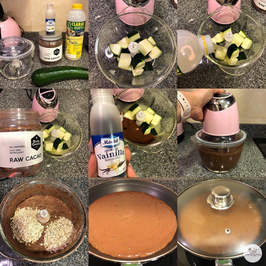 Maxitortita de avena y calabacín con cacao Maxitortita de avena y calabacín con cacao