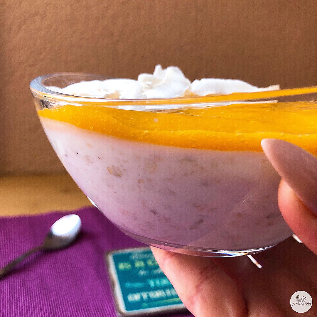 Mousse de avena con mango Mousse de avena con mango