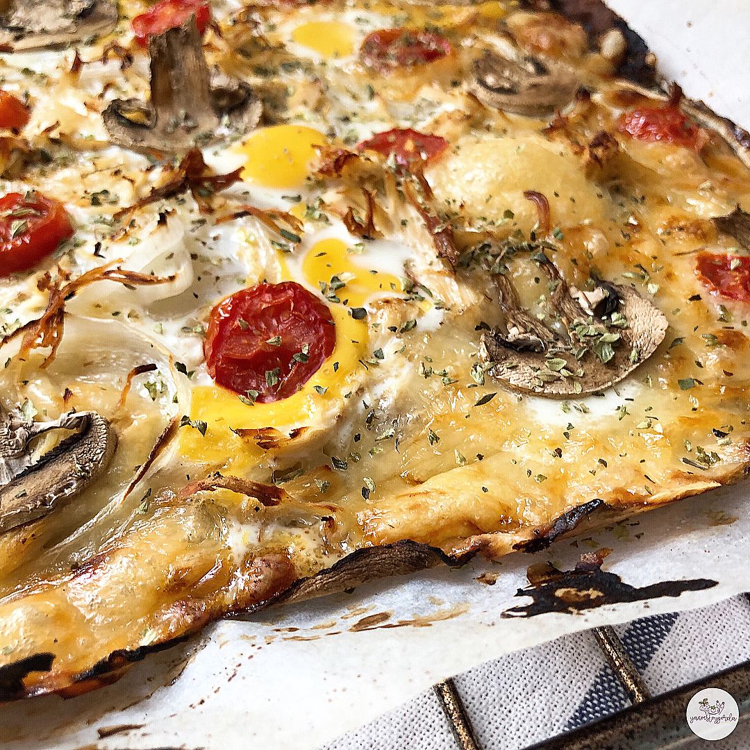 Berenjepizza con verduras y pollo Berenjepizza con verduras y pollo