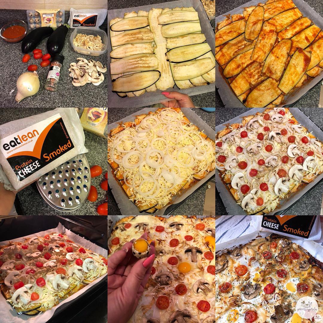Berenjepizza con verduras y pollo Berenjepizza con verduras y pollo