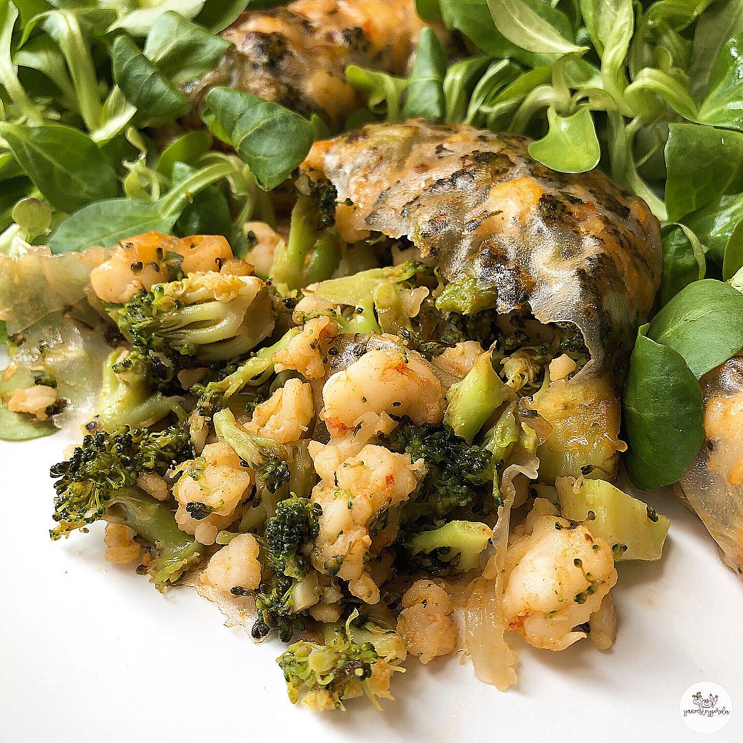 SAQUITOS DE BRÓCOLI Y GAMBAS