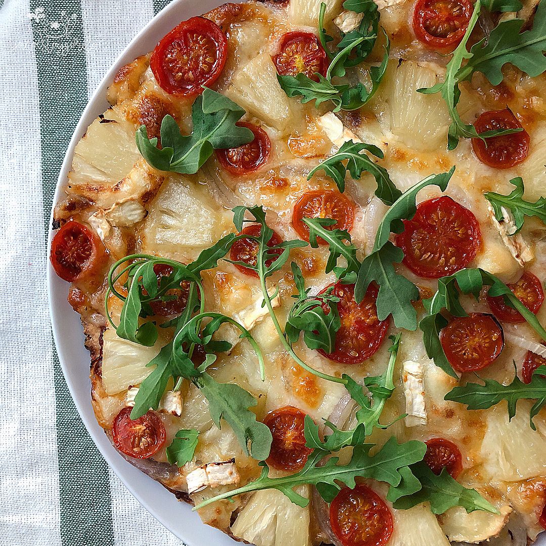 Pizza de espelta integral y piña Pizza de espelta integral y piña