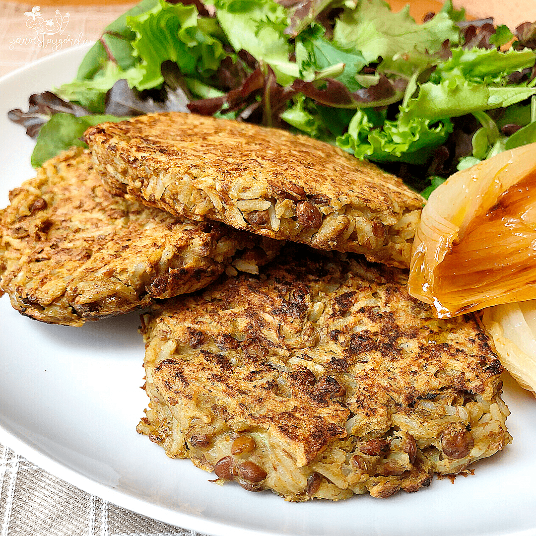 Hamburguesas de lentejas y arroz al curry