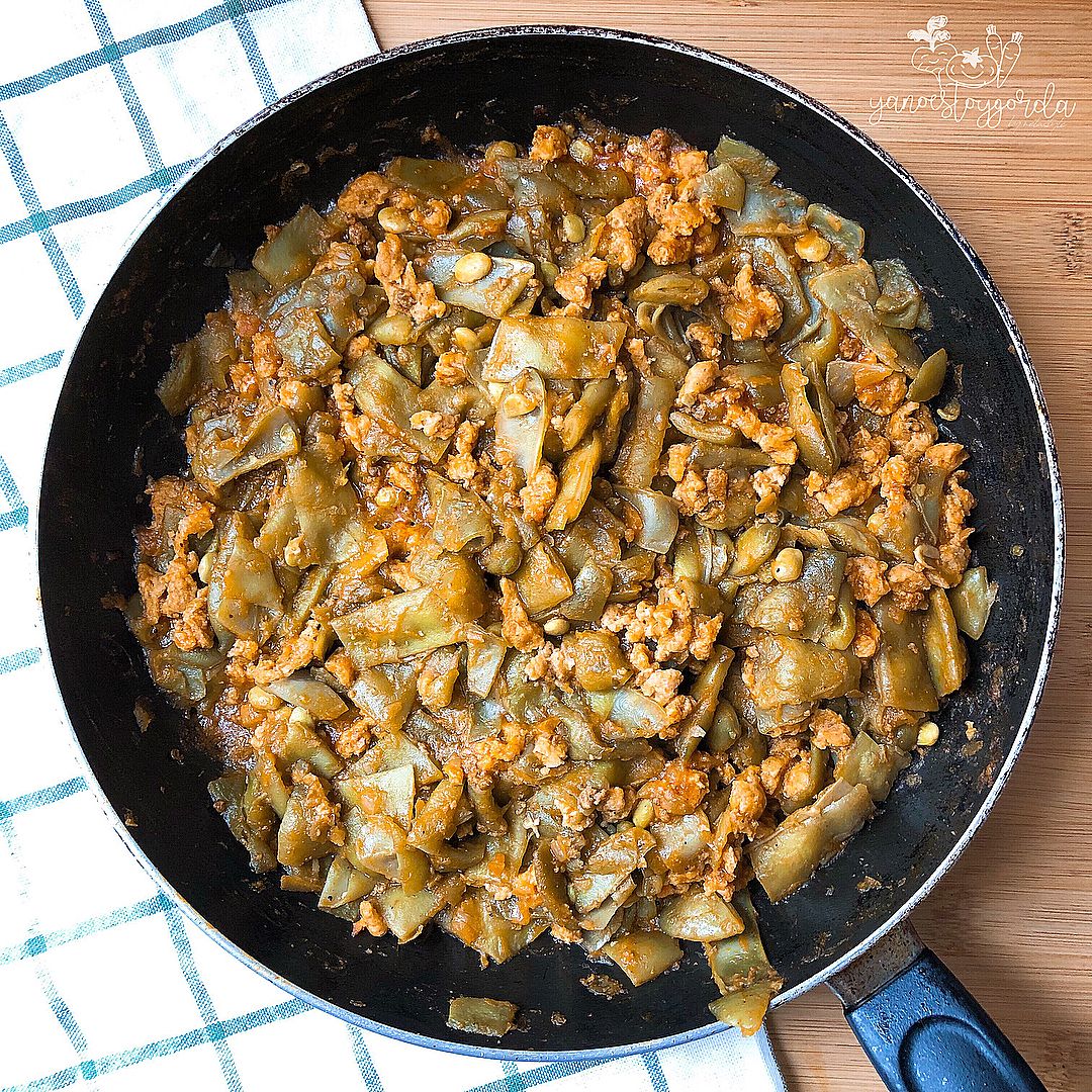 Judías verdes con soja y tomate Judías verdes con soja y tomate