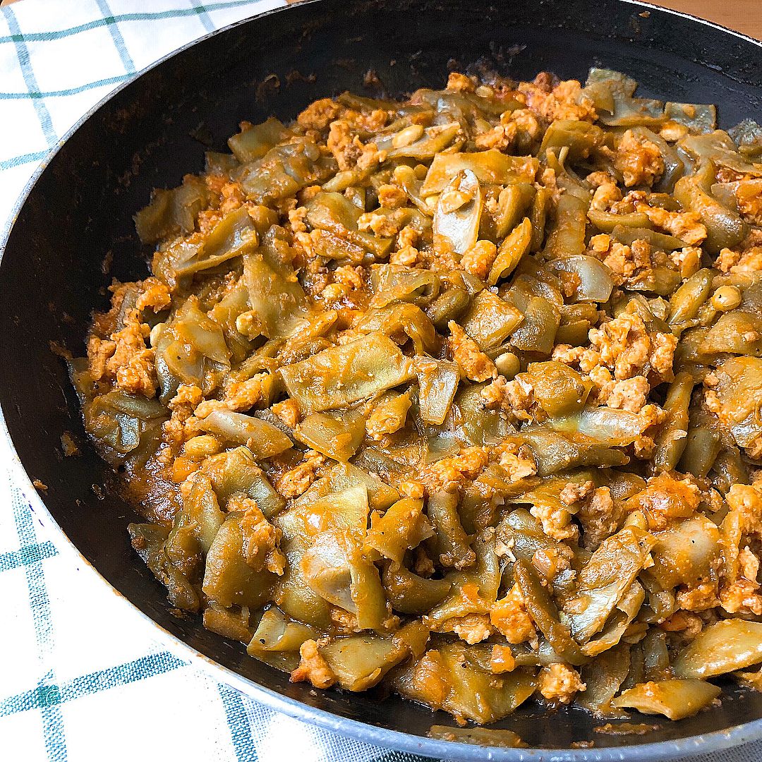 Judías verdes con soja y tomate Judías verdes con soja y tomate
