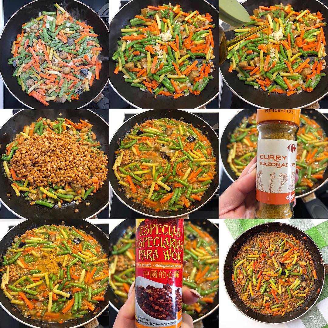 Lentejas con verduritas al curry Lentejas con verduritas al curry