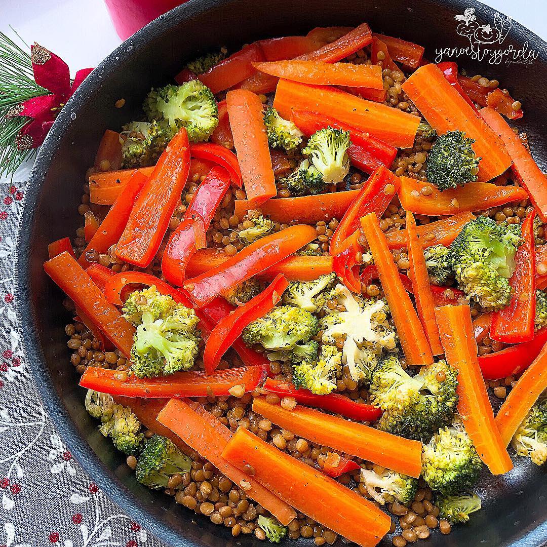 Wok de verduritas con lentejas Wok de verduritas con lentejas