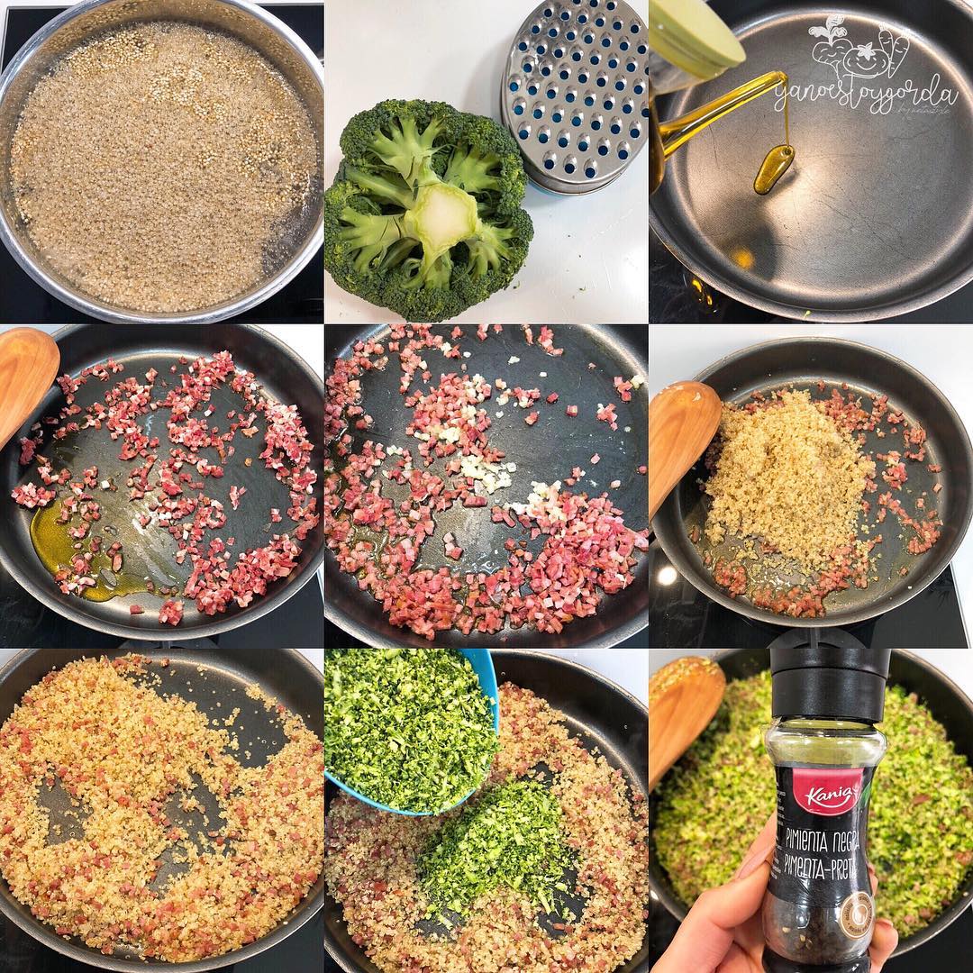 Brócoli con quinoa y jamón Brócoli con quinoa y jamón