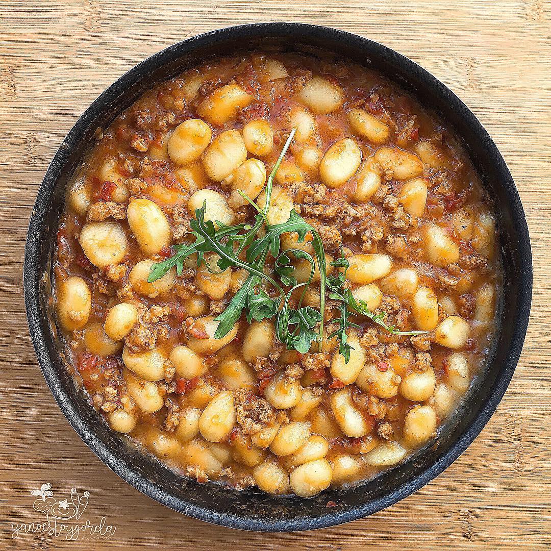 Gnocchis integrales con boloñesa vegana Gnocchis integrales con boloñesa vegana