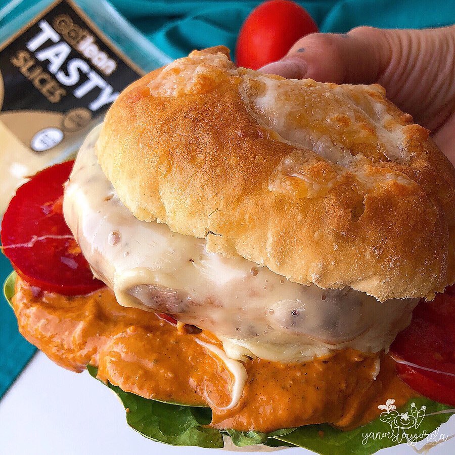 HAMBURGUESA DE PAVO CON QUESO + PAN SIN HORNO