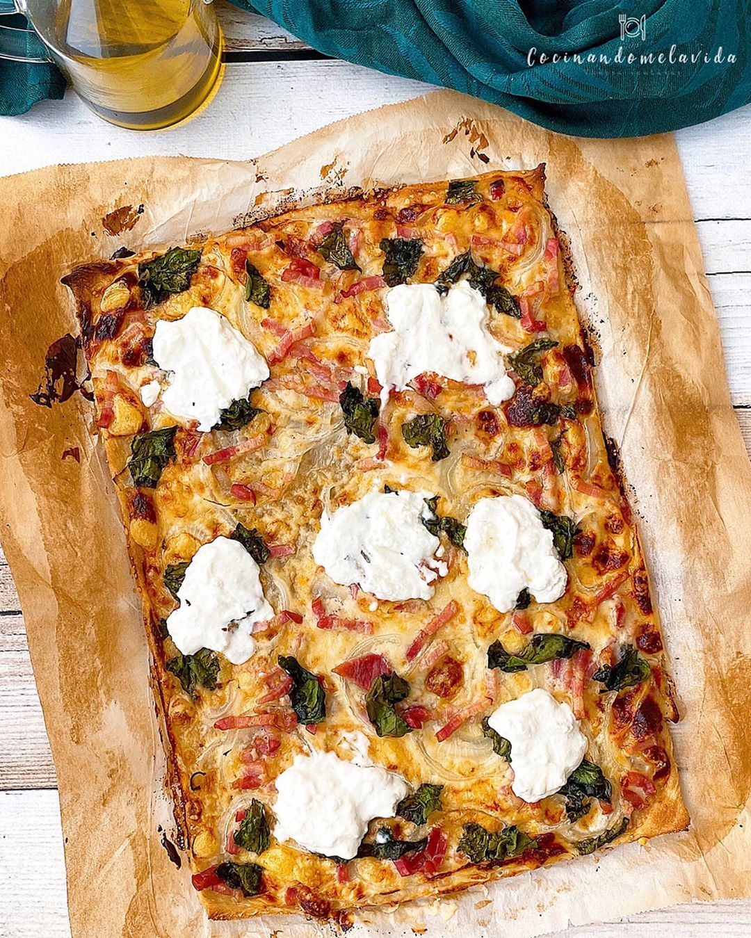 PIZZA CARBONARA MASA FINA Y CRUJIENTE