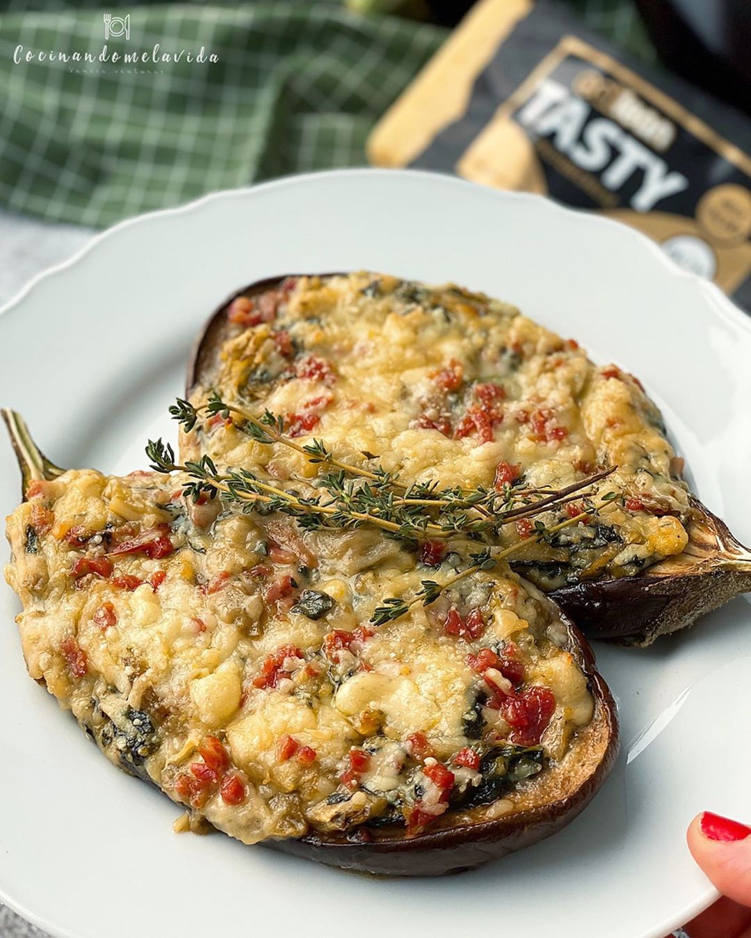 BERENJENAS RELLENAS DE ESPINACAS CON JAMÓN