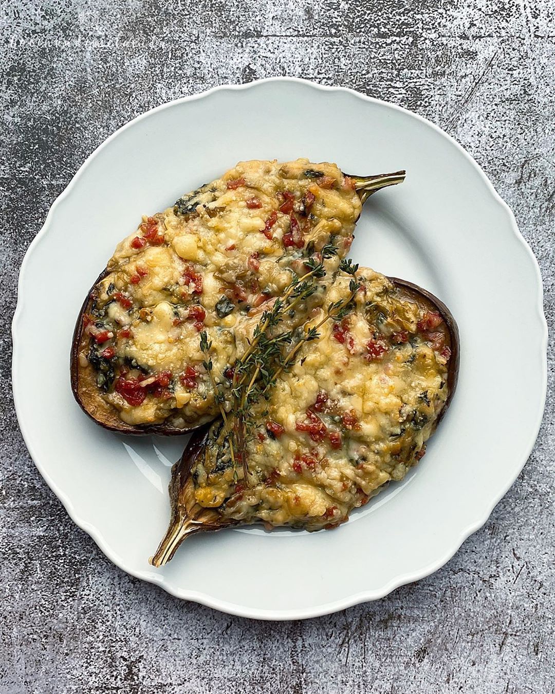 BERENJENAS RELLENAS DE ESPINACAS CON JAMÓN
