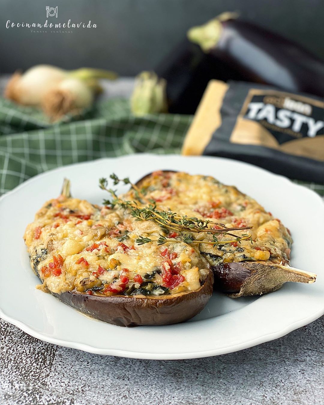 BERENJENAS RELLENAS DE ESPINACAS CON JAMÓN