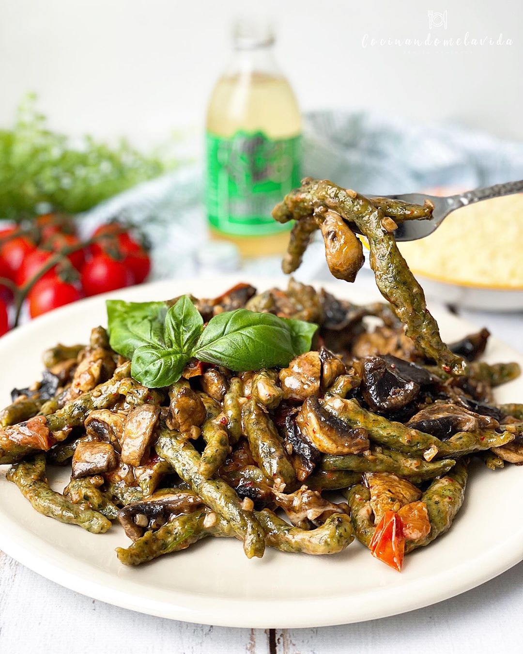 PASTA CASERA DE ESPELTA Y ESPINACAS CON VERDURAS