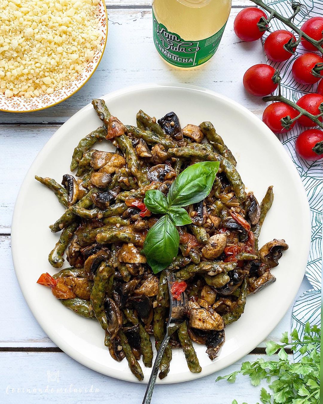PASTA CASERA DE ESPELTA Y ESPINACAS CON VERDURAS PASTA CASERA DE ESPELTA Y ESPINACAS CON VERDURAS