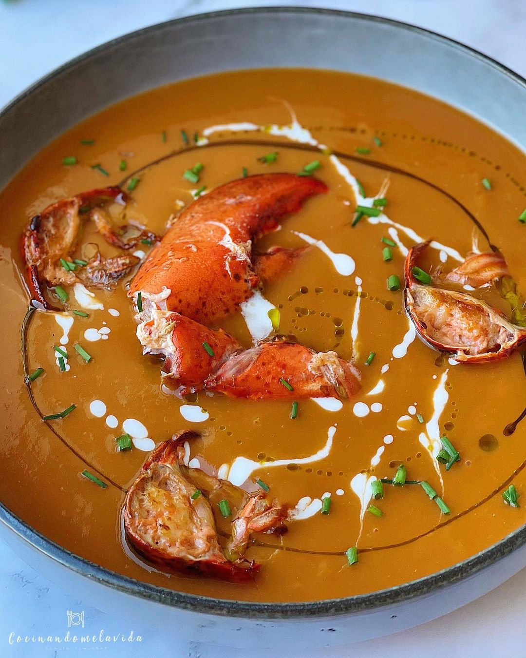 CREMA DE BOGAVANTE Y GAMBA ROJA