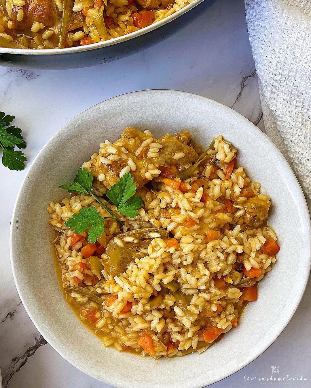 ARROZ MELOSO DE POLLO Y CONEJO CON VERDURAS
