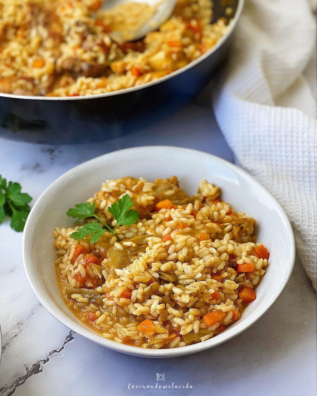 ARROZ MELOSO DE POLLO Y CONEJO CON VERDURAS