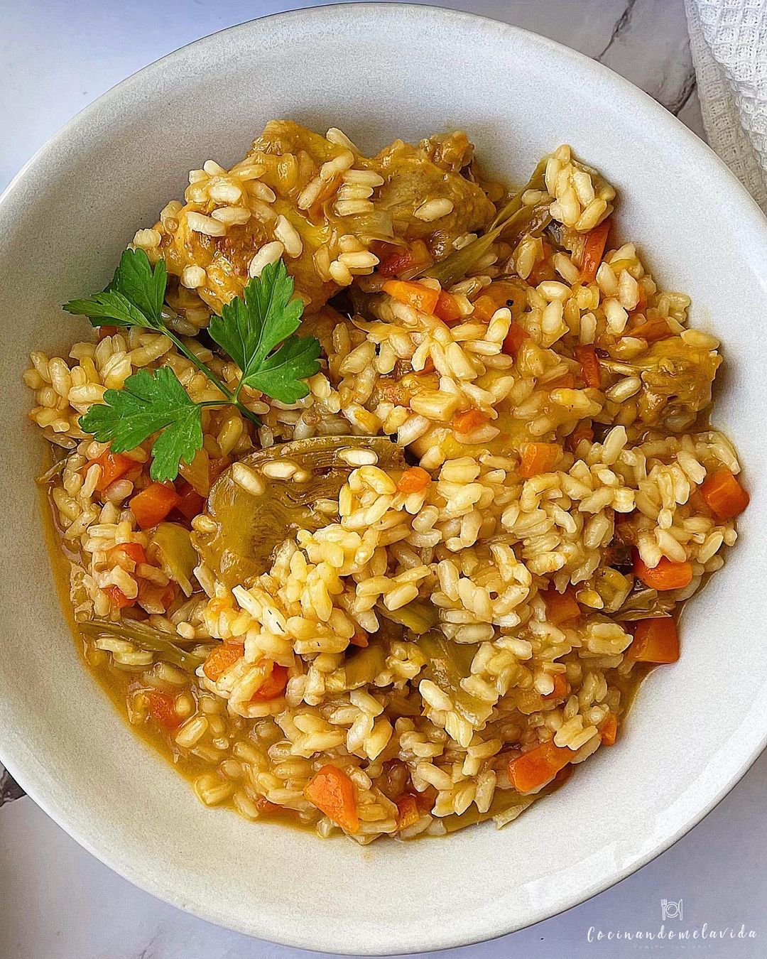 ARROZ MELOSO DE POLLO Y CONEJO CON VERDURAS