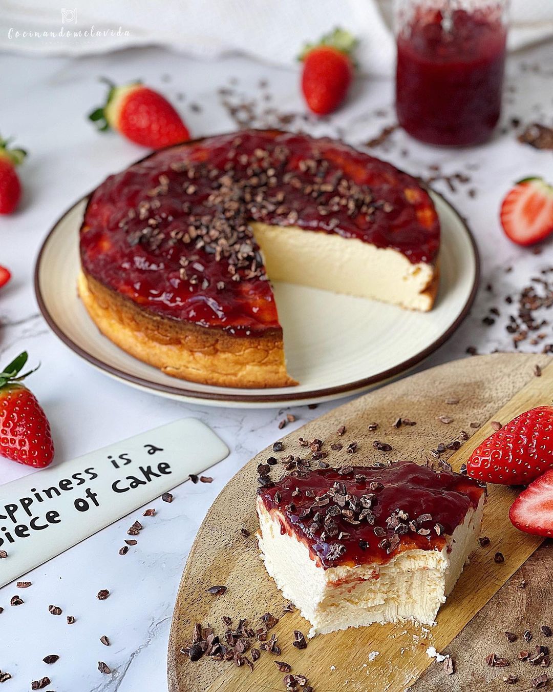 CHEESECAKE CON QUESO FETA Y MERMELADA CASERA EXPRESS