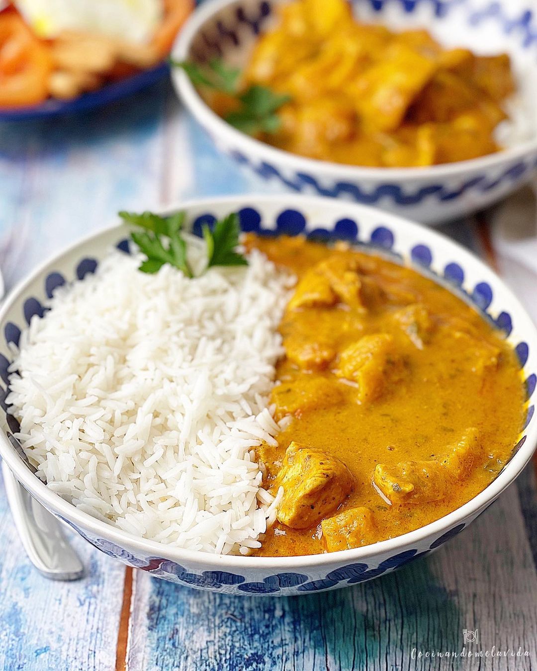 CURRY DE POLLO CON PIÑA Y ARROZ BASMATI
