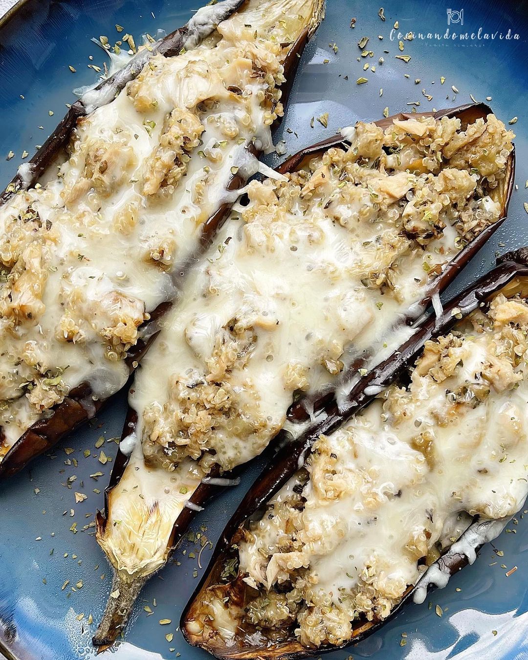 BERENJENAS RELLENAS ATÚN Y QUINOA