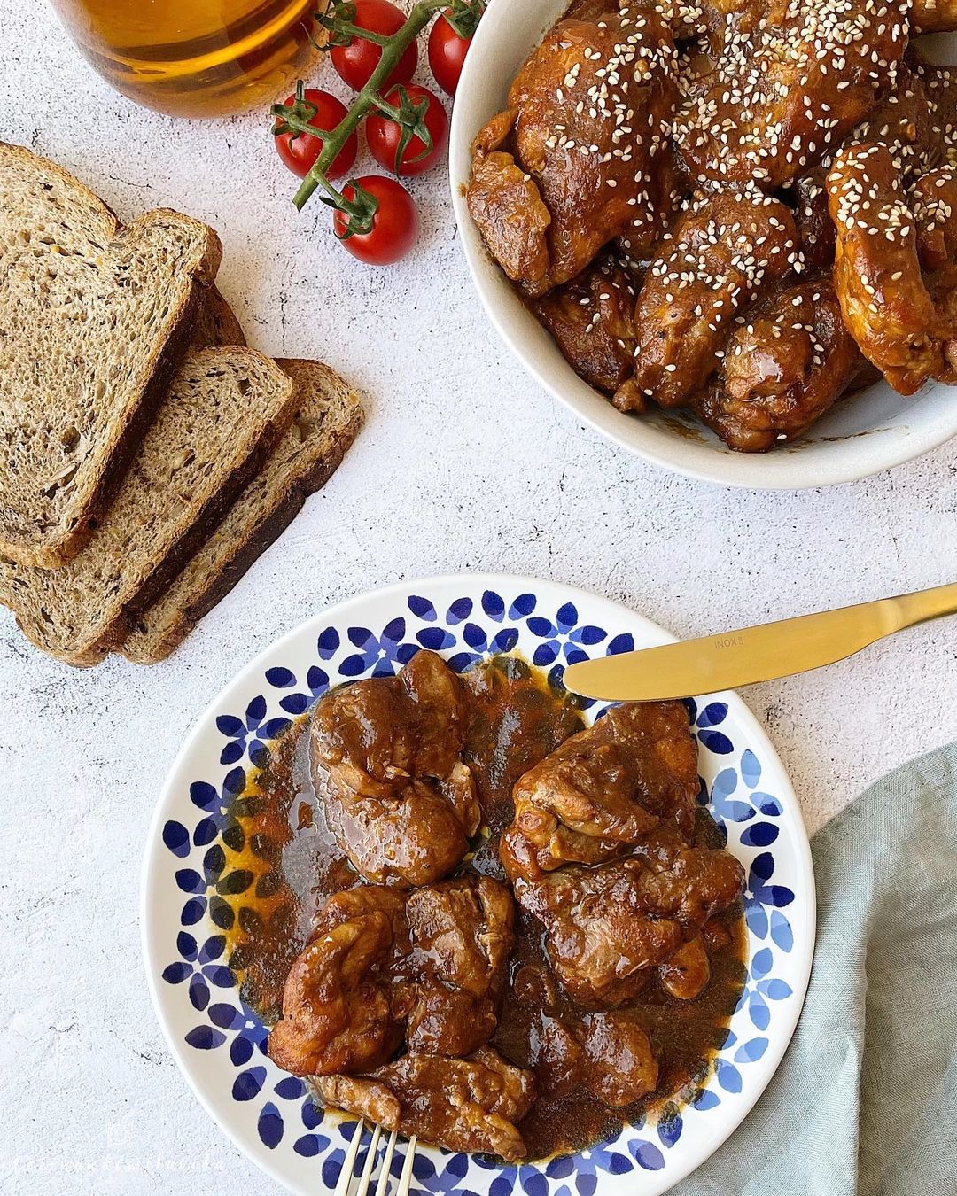 CONTRAMUSLOS DE POLLO CON SOJA Y MIEL