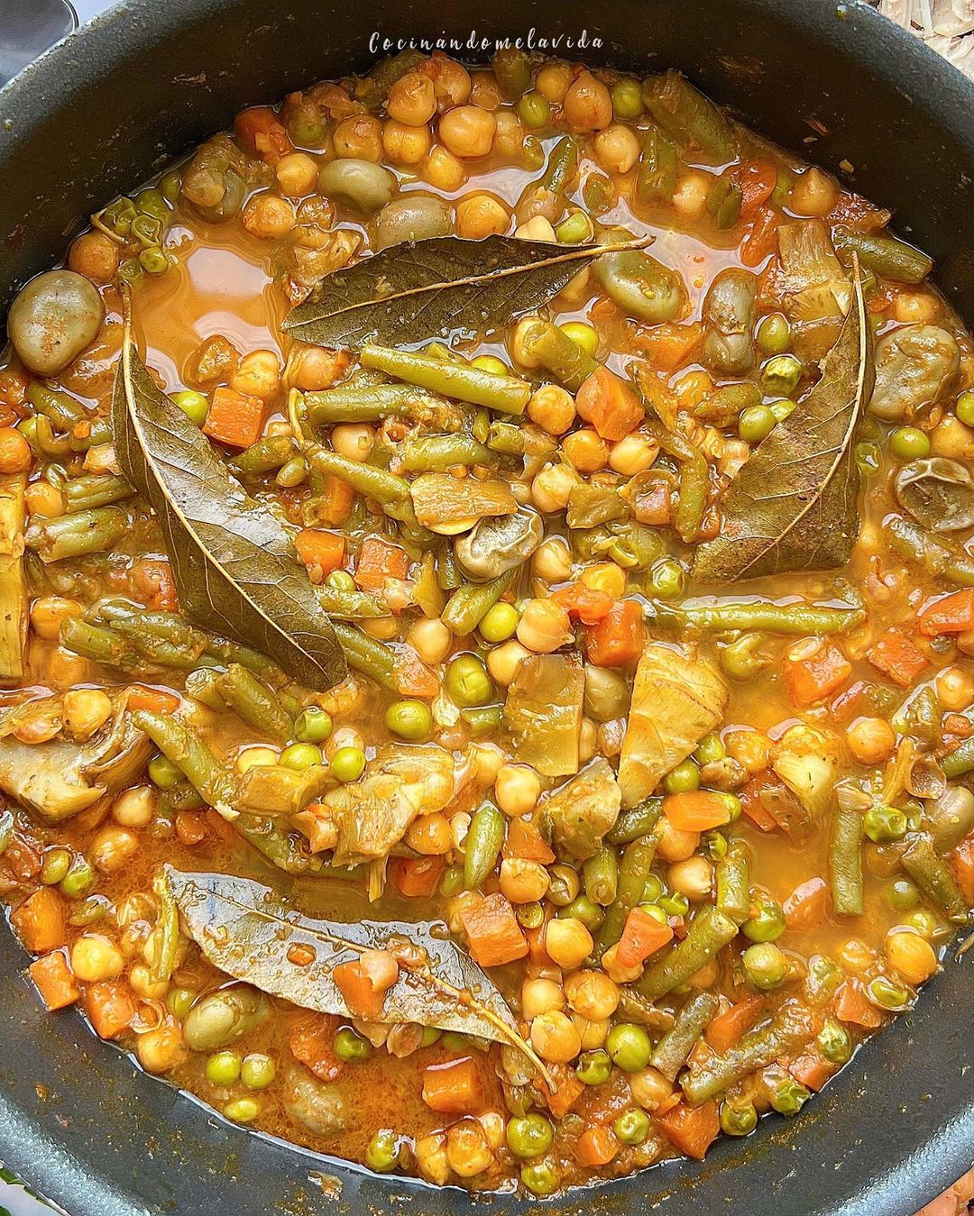 GARBANZOS ESTOFADOS CON MENESTRA DE VERDURAS