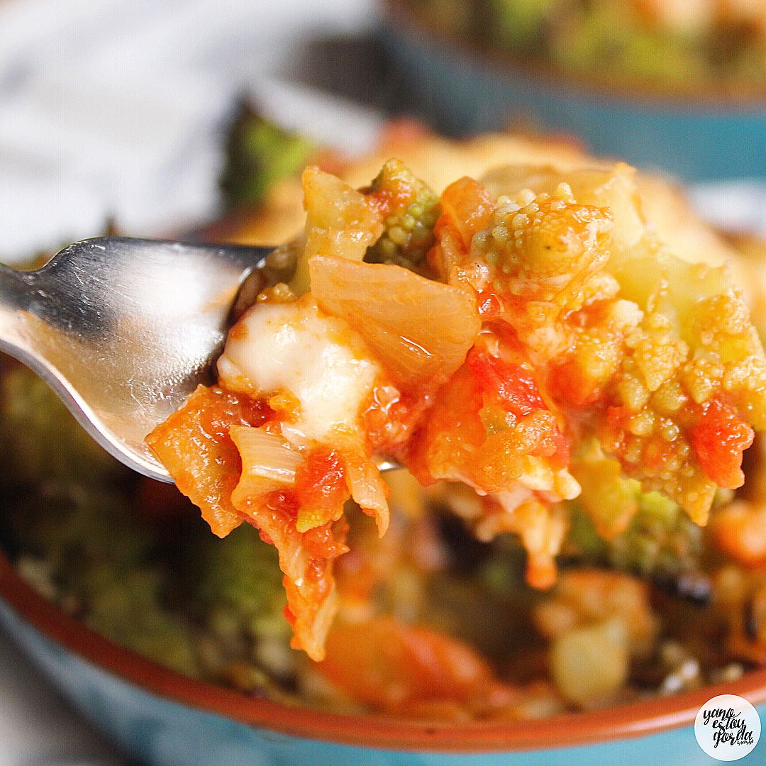 Romanescu gratinado con queso proteínico Romanescu gratinado con queso proteínico