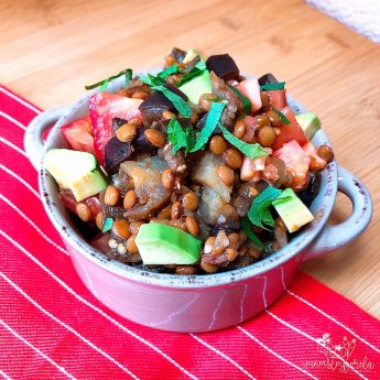 Ensalada de berenjenas y lentejas