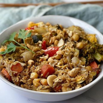ARROZ FRITO CON VERDURAS ASADAS