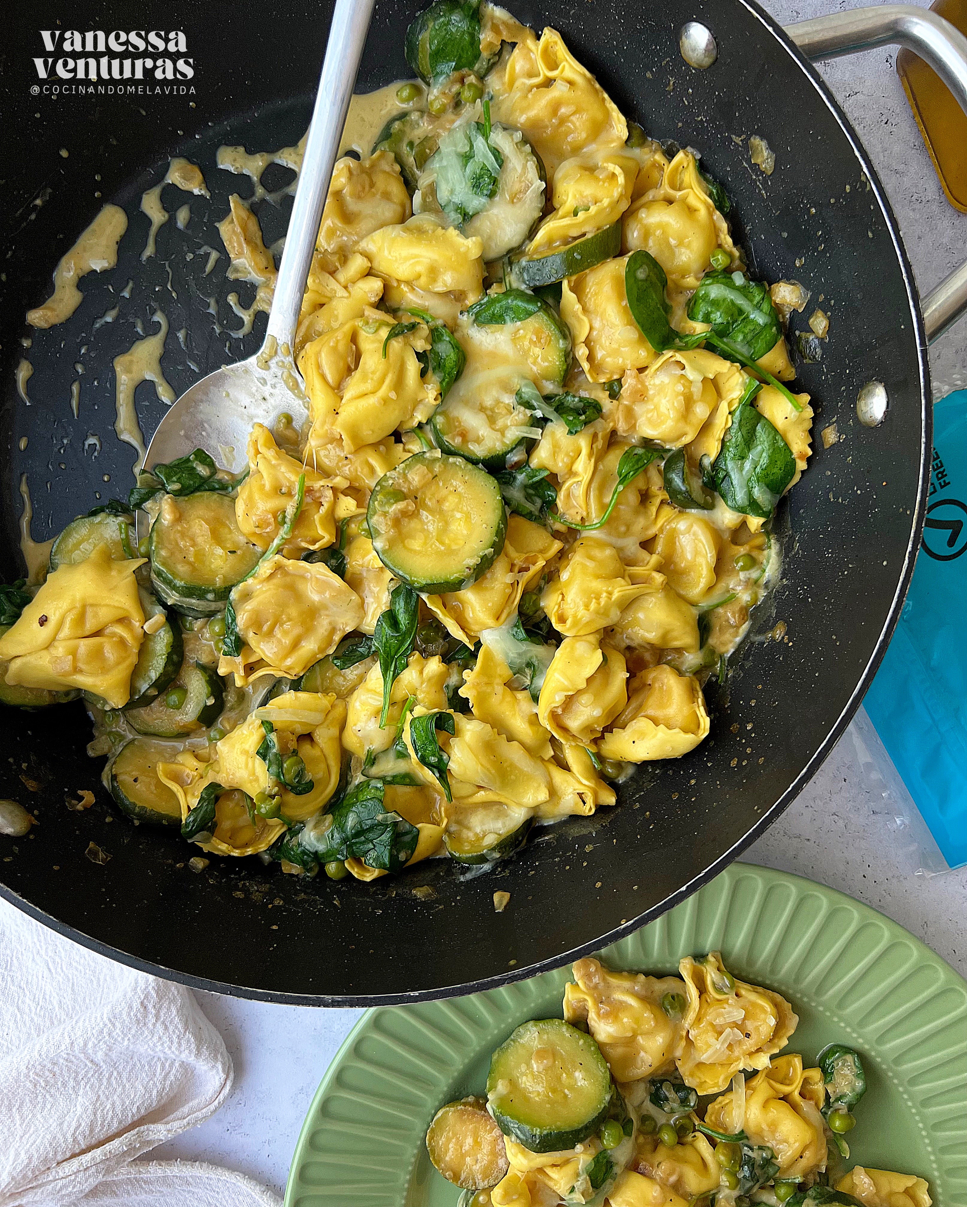 TORTELLINIS CON QUESO Y VERDURAS