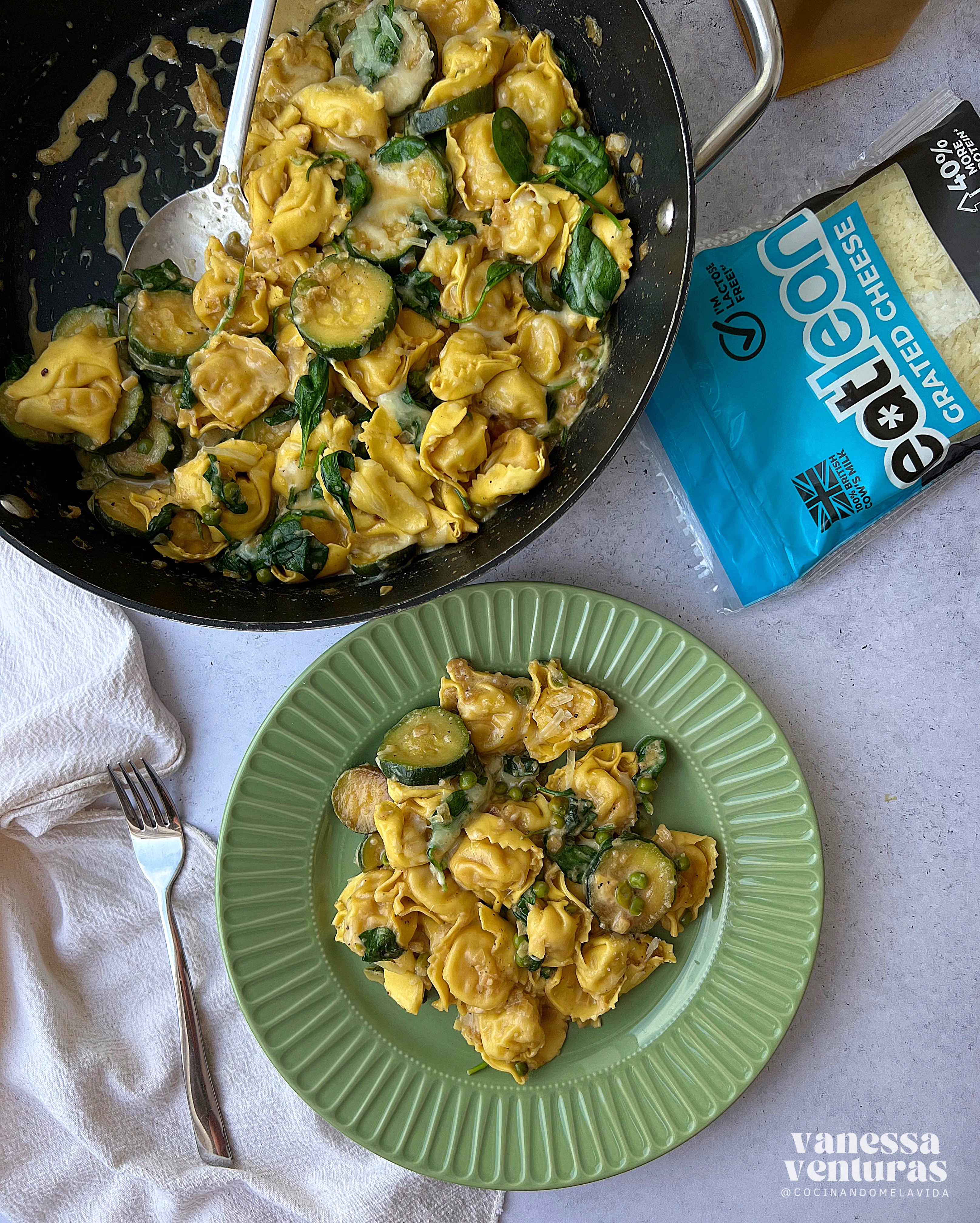 TORTELLINIS CON QUESO Y VERDURAS